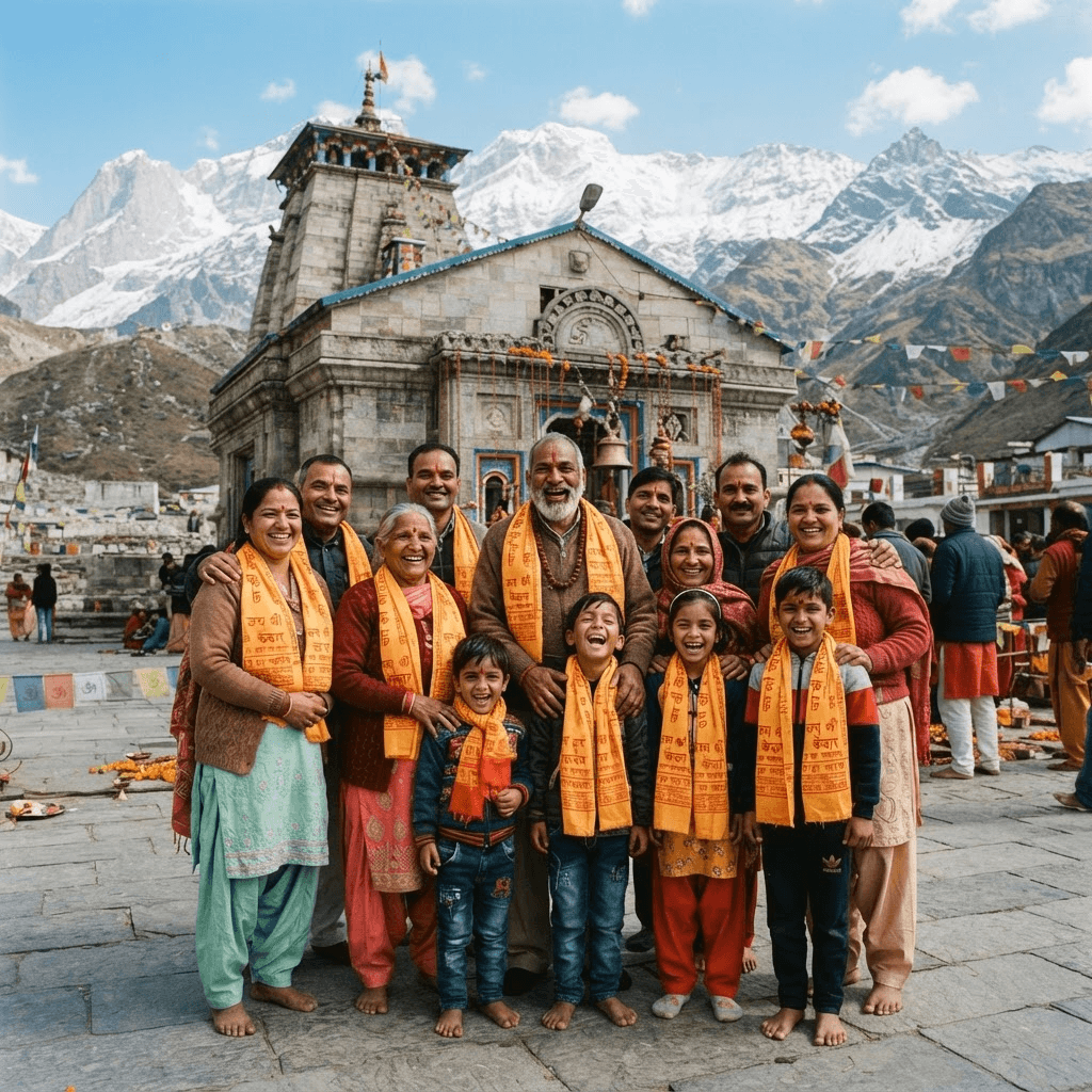 खुश यात्रियों का समूह